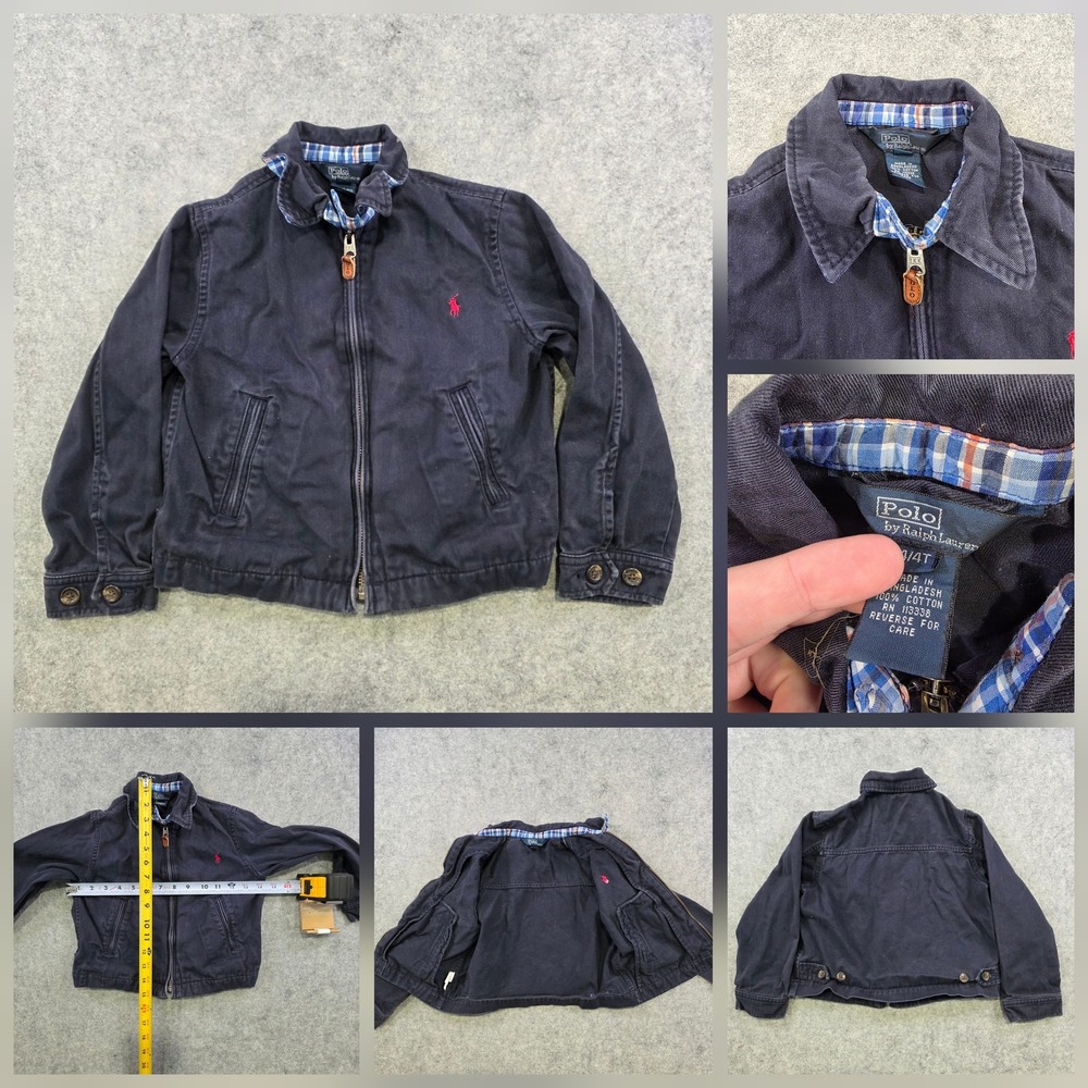 Polo Ralph Lauren Jacket Boys 4T Blue Cotton Twill Full Zip Pony Logo Casual
